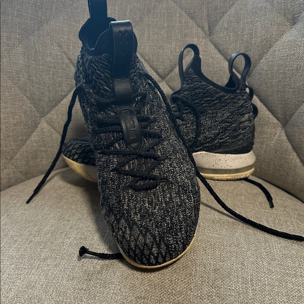 Black and Gray Knit High-Top Sneakers